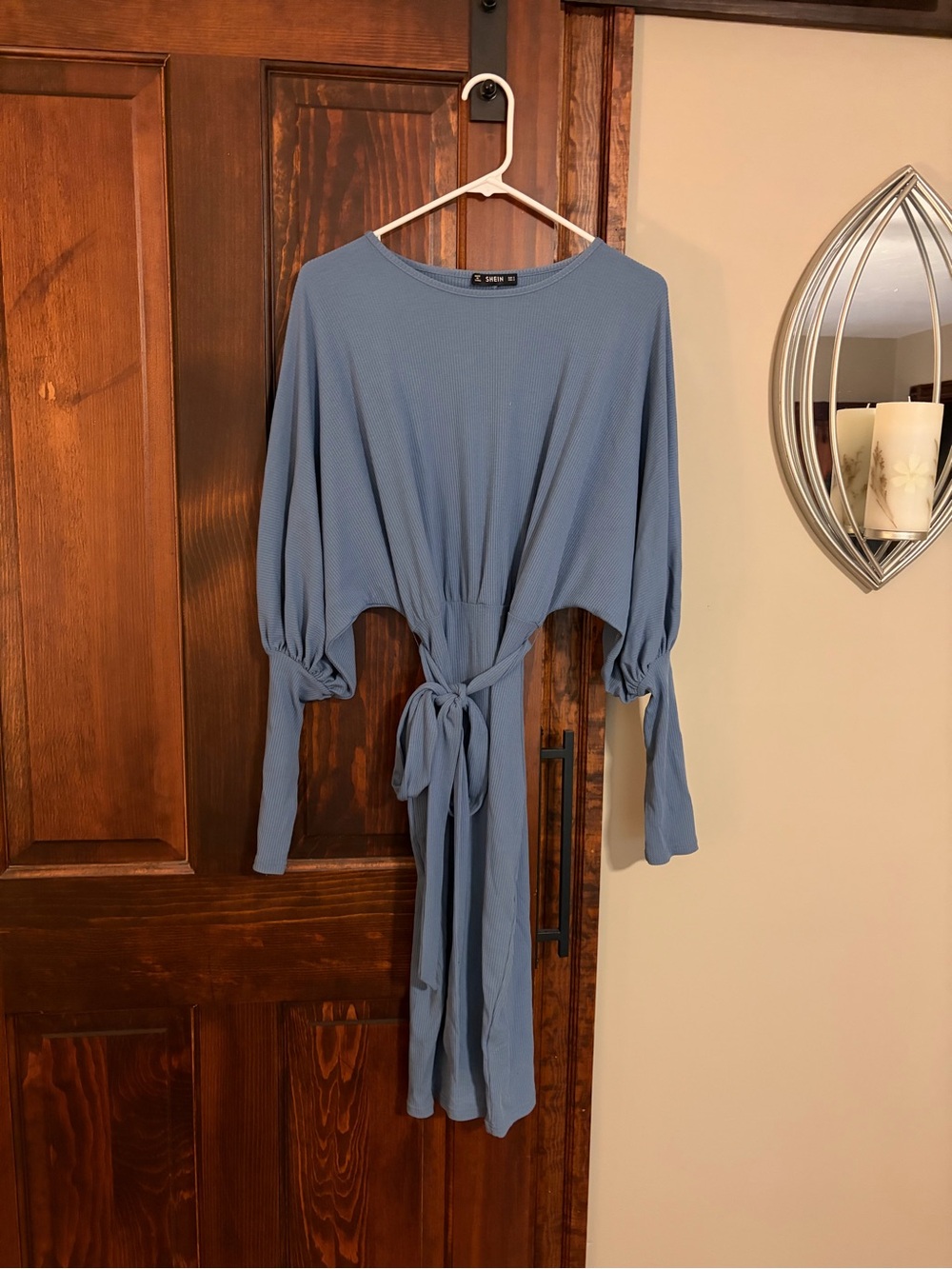 Light Blue Tie-Front Midi Dress